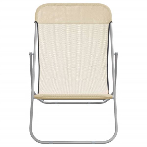 vidaXL Skladacie pl&aacute;žov&eacute; leh&aacute;tka 2 ks kr&eacute;mov&eacute; textil&eacute;n a oceľ