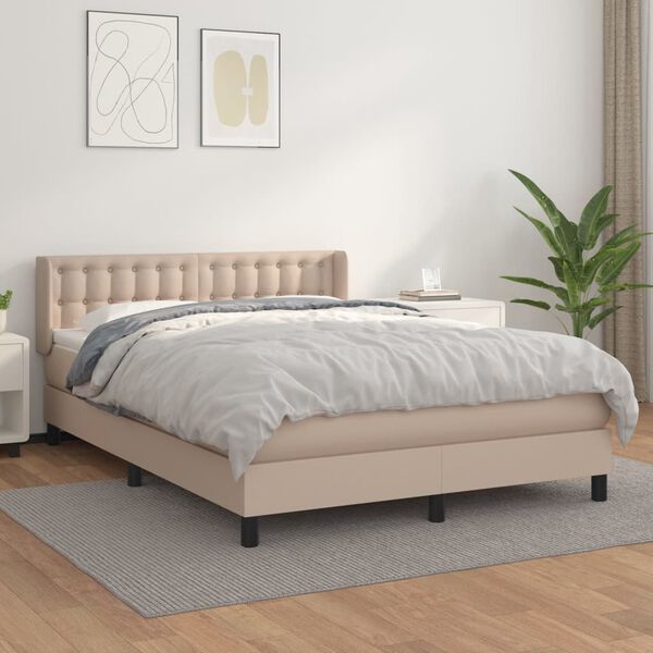 vidaXL Boxspring posteľ s matracom kapuč&iacute;nov&aacute; 140x200 cm umel&aacute; koža
