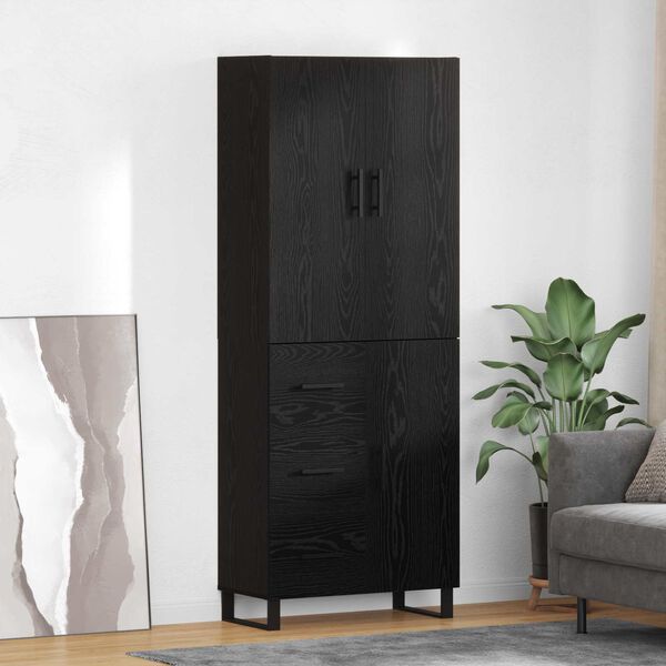 vidaXL Highboard so z&aacute;suvkou 2 pcs Čierny dub 69,5 x 34 x 180 cm