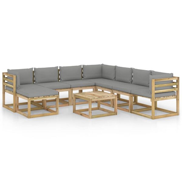 vidaXL 9-dielna sedacia s&uacute;prava s podložkami, impregnovan&aacute; borovica