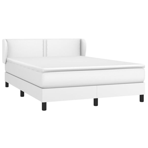vidaXL Boxspring posteľ s matracom biela 140x200 cm umel&aacute; koža