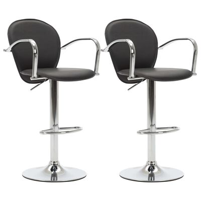 vidaXL Barové stoličky s opierkami 2 ks, čierne, umelá koža