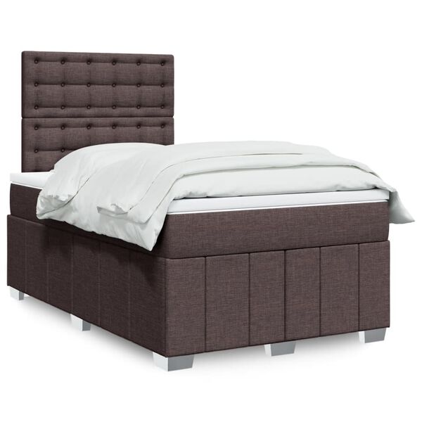 vidaXL Boxspring posteľ s matracom tmavohned&aacute; 120x200 cm l&aacute;tka