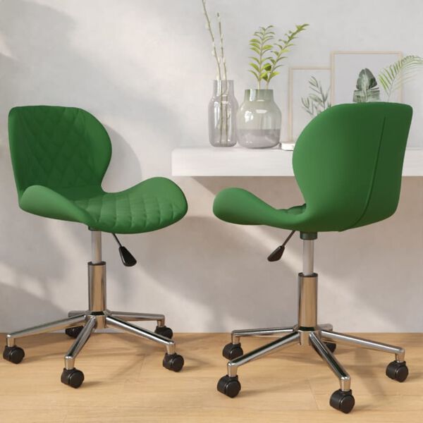 vidaXL Otočn&eacute; jed&aacute;lensk&eacute; stoličky 2 ks tmavozelen&eacute; zamatov&eacute;