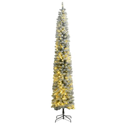 vidaXL Úzky vianočný stromček 300 LED, zasnežený 270 cm