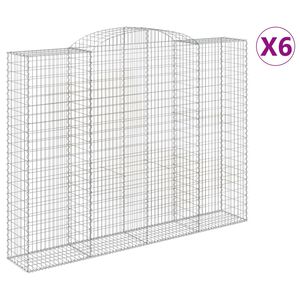 vidaXL Obl&uacute;kov&yacute; gabionov&yacute; k&ocirc;&scaron; 6 ks 300x50x220/240cm pozinkovan&eacute; železo