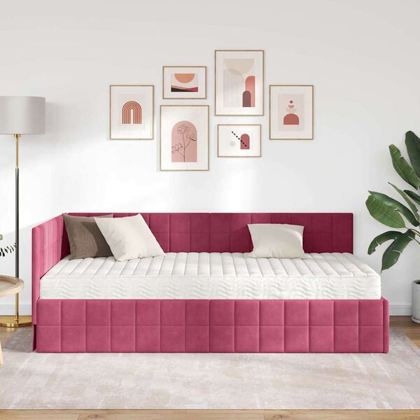 vidaXL Rohov&yacute; r&aacute;m postele s matracom 2 pcs Zelen&aacute; Zamat