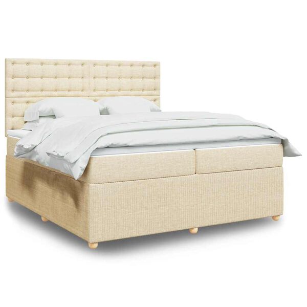 vidaXL Boxspring posteľ s matracom kr&eacute;mov&aacute; 200x200 cm l&aacute;tka