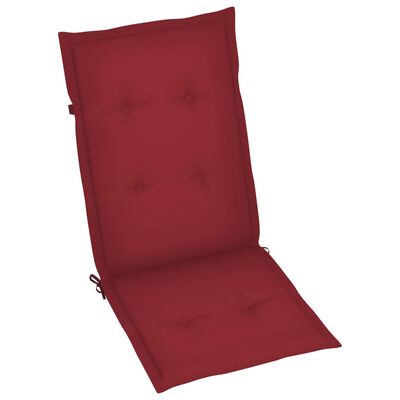vidaXL Záhradné stoličky 2 ks, vínovočervené podložky, tíkový masív