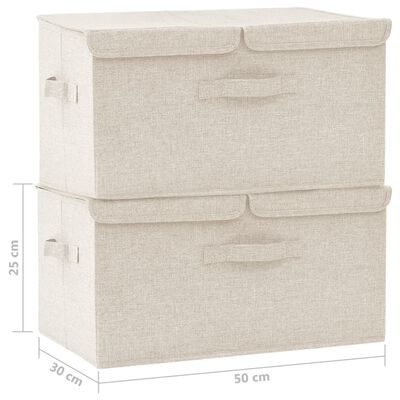vidaXL Úložné boxy 2 ks látkové 50x30x25 cm krémové