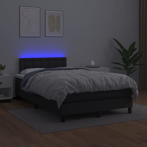 vidaXL Boxspring posteľ s matracom a LED čierna 120x200 cm umel&aacute; koža