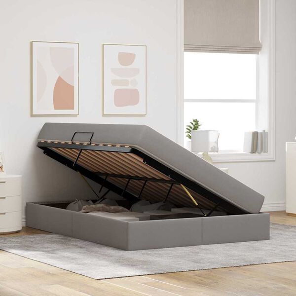 vidaXL Postel s &uacute;ložn&yacute;m prostorem a matrac&iacute; Sivohned&aacute; 140 x 200 cm