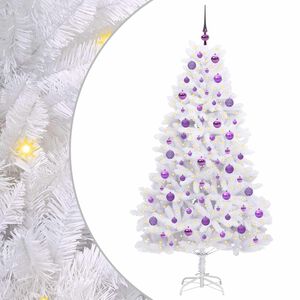 vidaXL Umel&yacute; Skl&aacute;pac&iacute; Vianočn&yacute; Stromček Biela 180 cm PVC a oceľ