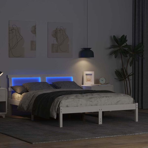 vidaXL R&aacute;m postele Biela 120 x 190 cm Mas&iacute;vne borovicov&eacute; drevo