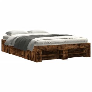 vidaXL Posteľn&yacute; r&aacute;m bez matraca dymov&yacute; dub 120x200 cm kompozitn&eacute; drevo