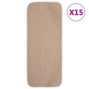 vidaXL Proti&scaron;mykov&eacute; n&aacute;&scaron;ľapy na schody 15 ks, 60x25cm, b&eacute;žov&eacute;, obdĺžnik