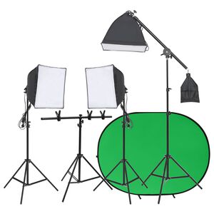 vidaXL Fotografick&eacute; &scaron;t&uacute;diov&eacute; vybavenie s osvetlen&iacute;m a pozad&iacute;m