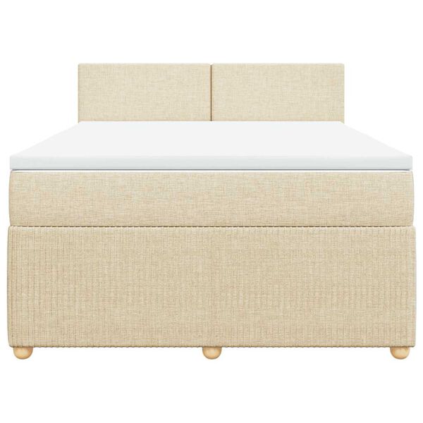 vidaXL Boxspring posteľ s matracom kr&eacute;mov&yacute; 140x190 cm l&aacute;tka