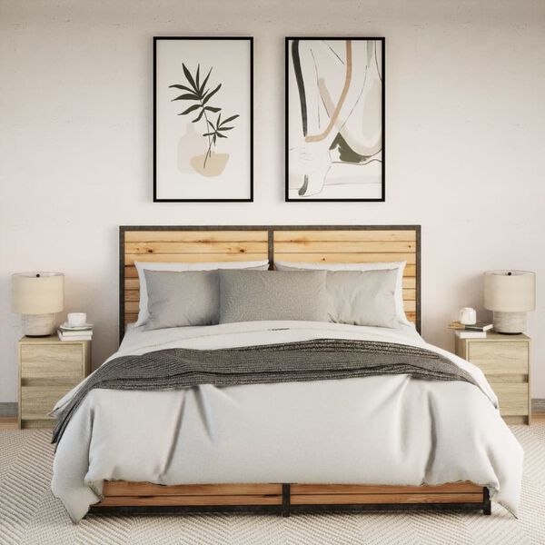 vidaXL Nočné stolíky s LED svetlami 2 ks dub sonoma kompozitné drevo