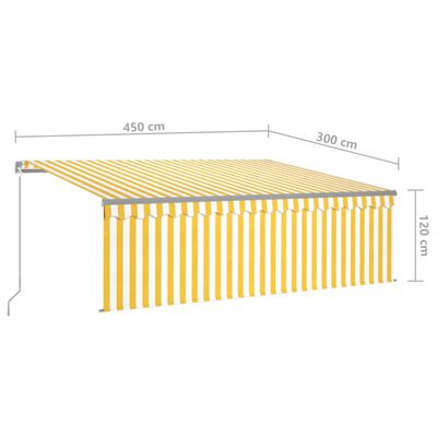 vidaXL Ručne zaťahovacia markíza s tienidlom 4,5x3 m žlto-biela