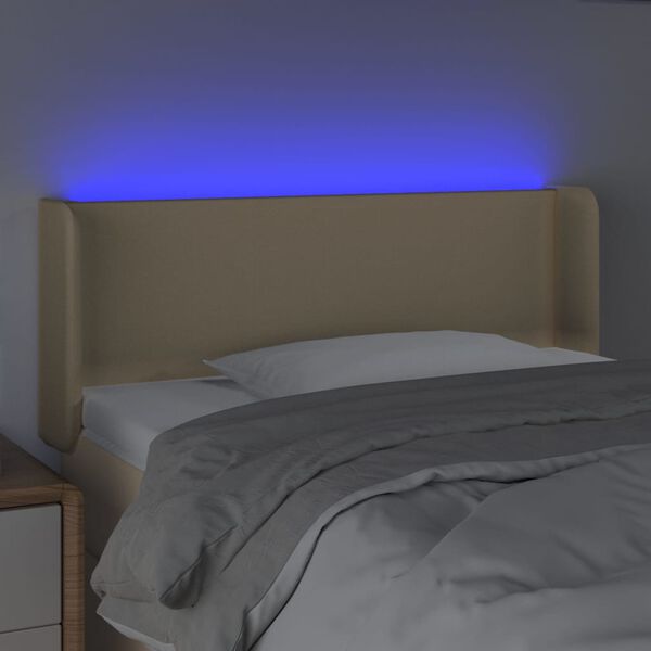 vidaXL Čelo postele s LED kr&eacute;mov&eacute; 93x16x78/88 cm l&aacute;tka