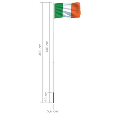 vidaXL Írska vlajka a stĺp 4 m hliníkový