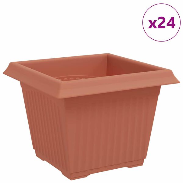 vidaXL &Scaron;tvorcov&yacute; črepn&iacute;k na kvety 24 pcs Tehlovo červen&aacute; Plast