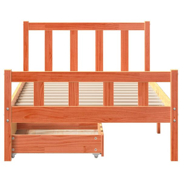 vidaXL Posteľ bez matraca voskovo hned&aacute; 75x190 cm mas&iacute;vna borovica