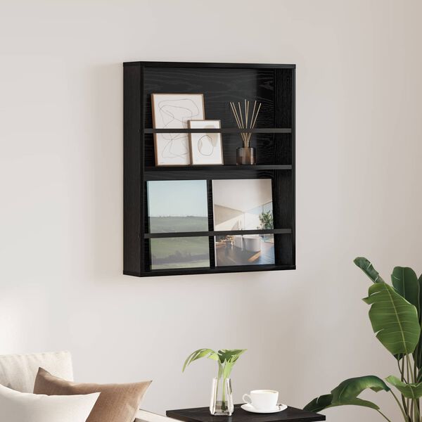 vidaXL Reg&aacute;l na časopisy Čierny dub 60 x 12 x 70 cm Kompozitn&eacute; drevo