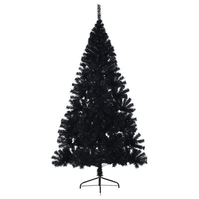 vidaXL Umelý vianočný polovičný stromček s podstavcom čierny 240cm PVC