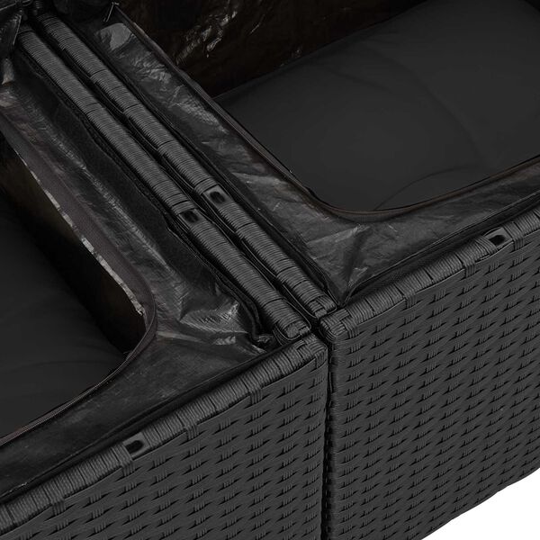 vidaXL S&uacute;prava z&aacute;hradn&yacute;ch pohoviek s vank&uacute;&scaron;om 12 pcs Čierna Poly ratan