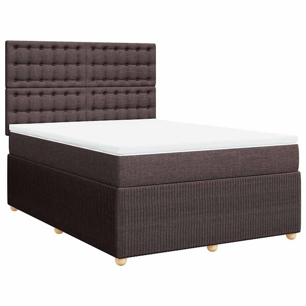 vidaXL Boxspring posteľ s matracom tmavohned&aacute; 140x190 cm l&aacute;tka