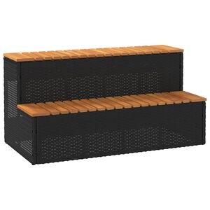 VidaXL v&iacute;rivka Step čierny 100x50x50,5 cm polyratan a mas&iacute;vna ak&aacute;cia