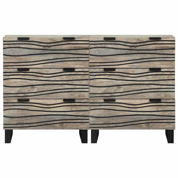 vidaXL Komoda set 2 pcs Biela 60 x 33,5 x 75 cm Mas&iacute;vne mango drevo