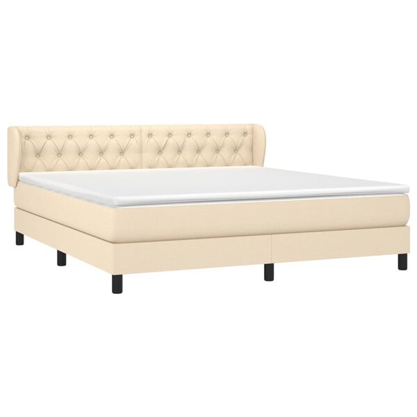 vidaXL Posteľn&yacute; r&aacute;m boxspring s matracom kr&eacute;mov&yacute; 160x200 cm l&aacute;tka