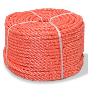 vidaXL Kr&uacute;ten&eacute; lano, polypropyl&eacute;n, 10 mm, 100 m, oranžov&eacute;