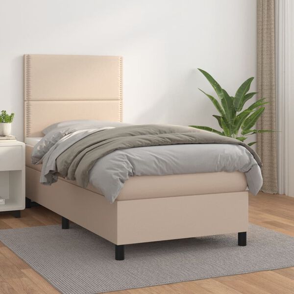vidaXL Boxspring posteľ s matracom kapuč&iacute;nov&aacute; 100x200 cm umel&aacute; koža