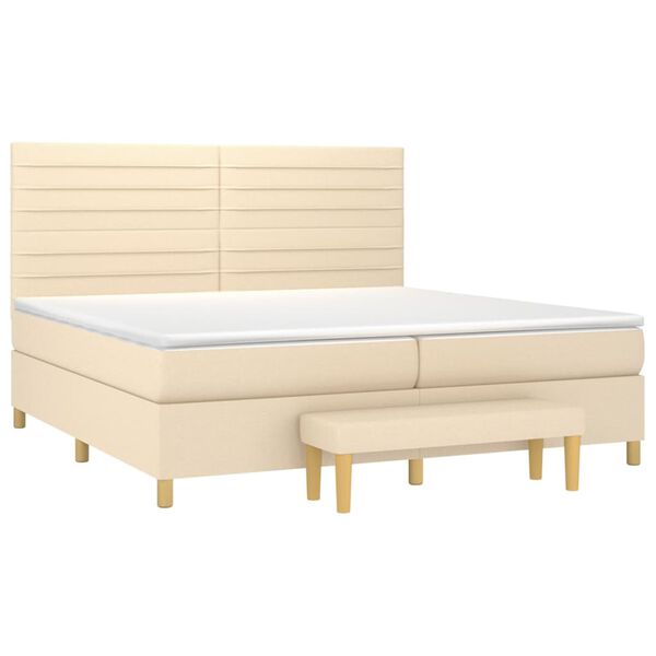 vidaXL Boxspring posteľ s matracom kr&eacute;mov&aacute; 200x200 cm l&aacute;tka