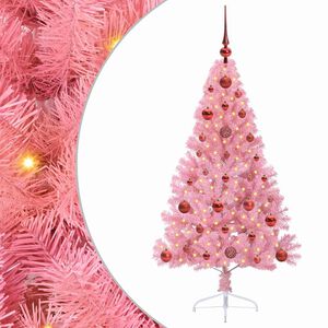 vidaXL Umel&yacute; predsvieten&yacute; vianočn&yacute; stromček Ružov&aacute; 120 cm PVC