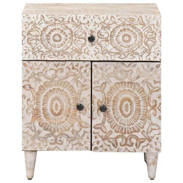 vidaXL Skriňa na posteľ Biela 50 x 33 x 60 cm Mas&iacute;vne mango drevo