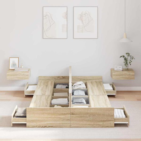 vidaXL Rám postele s úložným prostorem Sonoma dub 120 x 200 cm