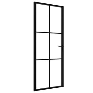vidaXL Interi&eacute;rov&eacute; dvere, ESG sklo a hlin&iacute;k 76x201,5 cm, čierne
