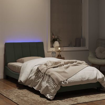 vidaXL Rám postele s LED svetlami bledosivý 100x200 cm zamat