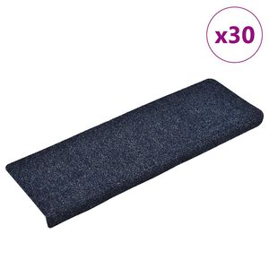 vidaXL Schodov&eacute; rohože, samolepiace, 30 ks, 65x21x4 cm, modr&eacute;, s obdĺžnikov&yacute;m okrajom