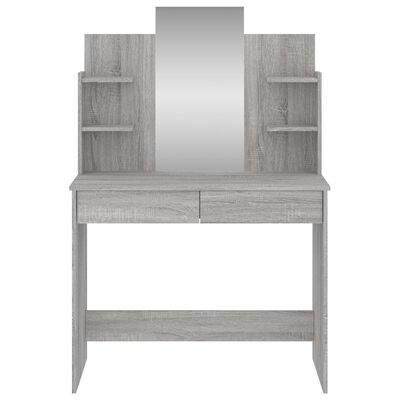 vidaXL Toaletný stolík so zrkadlom sivý sonoma 96x39x142 cm