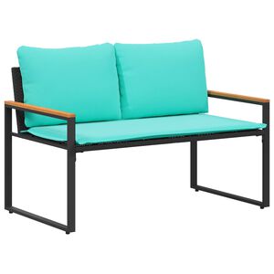 vidaXL lavička s vank&uacute;&scaron;om Čierna a tyrkysov&aacute; 115 x 65 x 72 cm Ratan