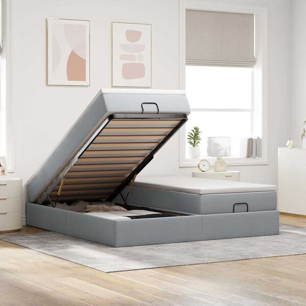 vidaXL Osmansk&yacute; r&aacute;m postele s matracmi svetlosiv&aacute; 180x200 cm l&aacute;tka