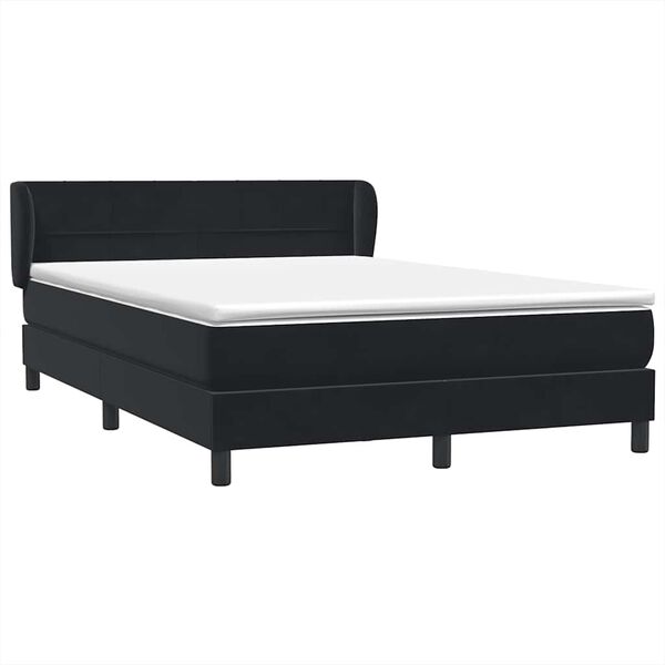 vidaXL Posteľn&yacute; r&aacute;m boxspring s matracom čierny 140x210 cm zamat