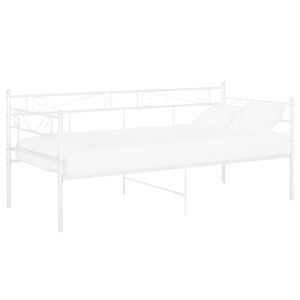vidaXL R&aacute;m rozkladacej pohovky biely kovov&yacute; 90x200 cm