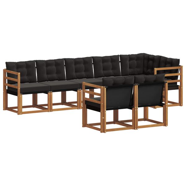 vidaXL Z&aacute;hradn&aacute; s&uacute;prava gaučov s vank&uacute;&scaron;om 8 pcs Pr&iacute;rodn&aacute; a čierna